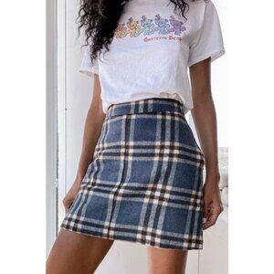 Lulus Mad for Plaid Wool Blend Mini Skirt NEW